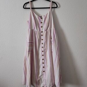 Pink and White Striped Button-Down Dress